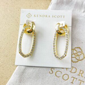 NEW Kendra Scott Gold White Crystal Danielle Convertible Link Earrings